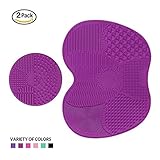 Makeup Brush Cleaning Mat, ESARORA Makeup Brush Cleaner Pad Set of 2 Cosmetic Brush Cleaning Mat Portable Washing Tool Scrubber Suction Cup (Light Purle)