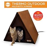 K&H Manufacturing A-Frame Multi-Kitty Outdoor Heated Kitty House, Chocolate, 40W