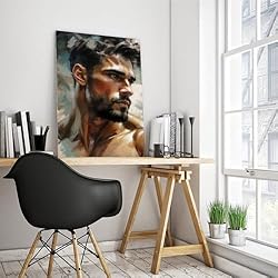 HMLZSJ Nude Muscle Male Torso Portrait Art Gay