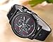 Curren Men's Analog Quartz Sport Military Round Dial Leather Band Seconds Fashion Classic Dress Wrist Watch Black