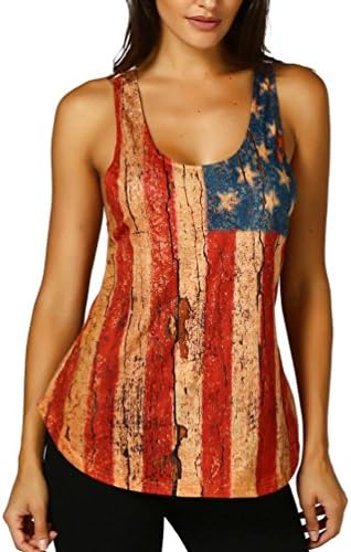 Limsea Lace Vest, Women Sleeveless American Flag Tank Tops Casual Blouse T Shirt