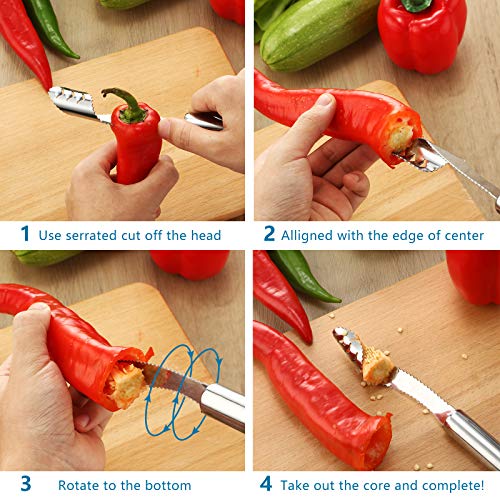 4 Pieces Jalapeno Pepper Corer Seed Remover Tool Zucchini Cucumber Core Stainless Steel Deseeder Chili Corer Remover Serrated Slice Seed Remover Or Slice Off Vegetables Tops For Kitchen Barbecue Pricepulse