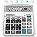 Splaks Standard Functional Desktop Calculator - Solar and AA Battery Dual Power, 12-Digit Large Display - Silver