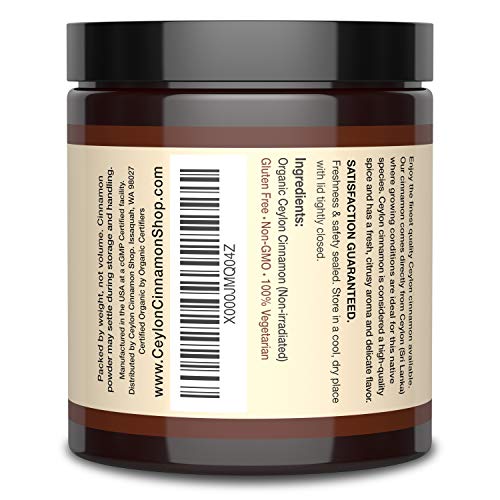 Organic Ceylon Cinnamon (100% Certified) Powder, 8 ounces by Ceylon Cinnamon Shop