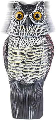 Rotating Head &amp; High Imitation owl-sound Owl Natural Enemy Scarecrow Device Gardeneer, Head Weed Pest Control Crow Bird Owl Scarecrow by DOGS