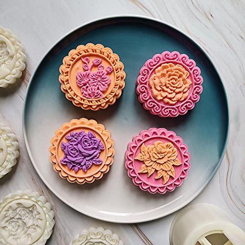 150g Cute Flower Shape Plastic Mooncake Molds Mooncake Mold DIY Baking