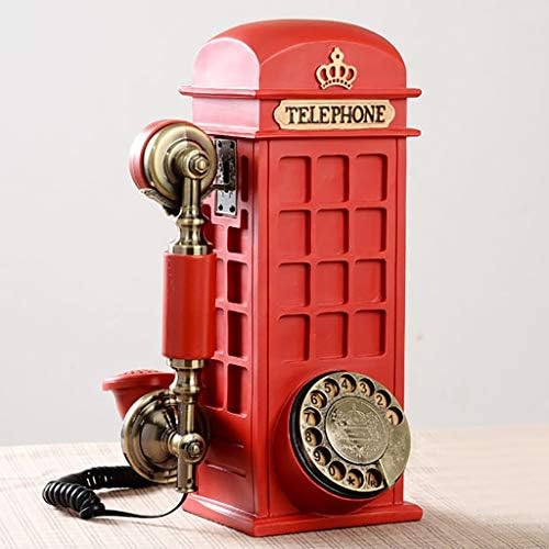 デジタル電話 オールドファッション電話コード付き レトロスタイルの電話 ボタンダイヤル電話 古典的な 電話ボックス のデザイン オフィスホームリビングルームの装飾ワンダフルギフト 赤 Color Rotarying Model Pswconcept Pl