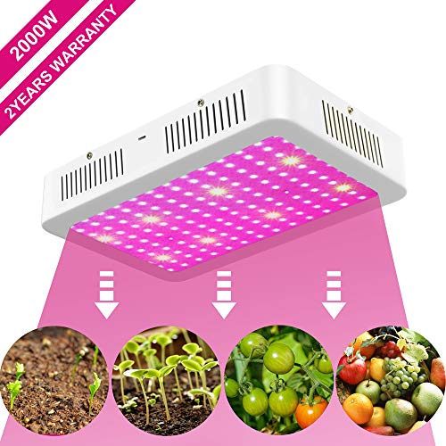 2000W LED Grow Light Full Spectrum Plant Growing Lamp with UV&IR for Greenhouse Hydroponic Seedling Veg Flower(192 LEDs)