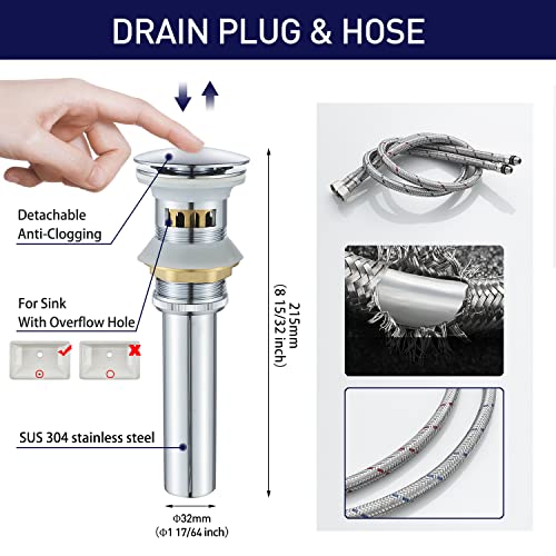 VOTON Chrome Bathroom Faucet Waterfall Single Handle Single Hole