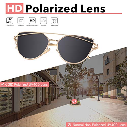 CGID Mode Polarisierte Katzenaugen Cat eye Sonnenbrille For Damen UV Schutz Reflektierenden Spiegel Metall Rand Rahmen – Bild 5