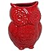 MyGift® Red Owl Design Ceramic Utensil Holder, Kitchen Counter Cooking Utensil Storage Crock