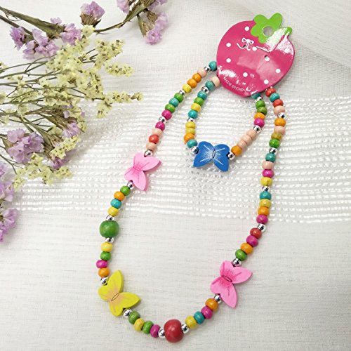 IDOXE 17pcs Value Set Little Girl Jewelry Set, Wood Stretch Necklace Bracelet Crystal Rings Heart Box - Thumbnail 3