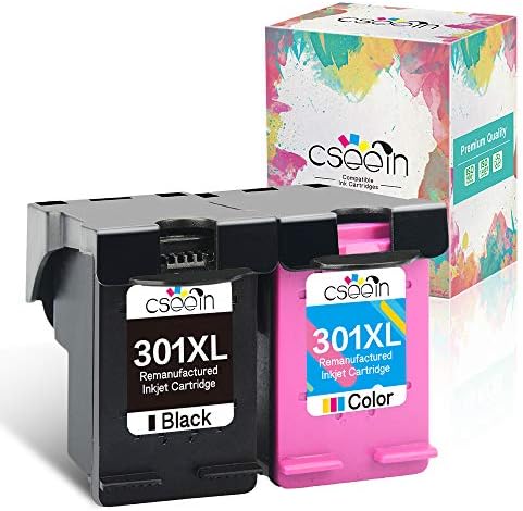 Cseein 2pk Remanufactured HP 301 XL 301XL Ink Cartridges Replacement Compatible for Deskjet 1000 1010 1050 2000 2050 Envy 4500 4502 4504 4505 Officejet 2620 2624 2622 Printer (1 Black 1 Tri-Color)