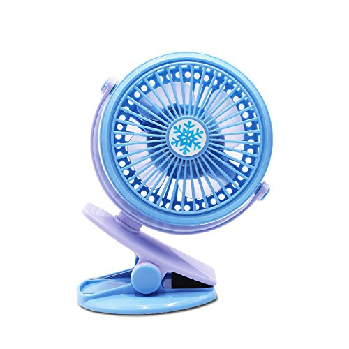 Coohole New Mini Portable Clip Fan Rechargeable Battery USB Desk Fan For Baby Stroller & Car (Blue) - Thumbnail 4