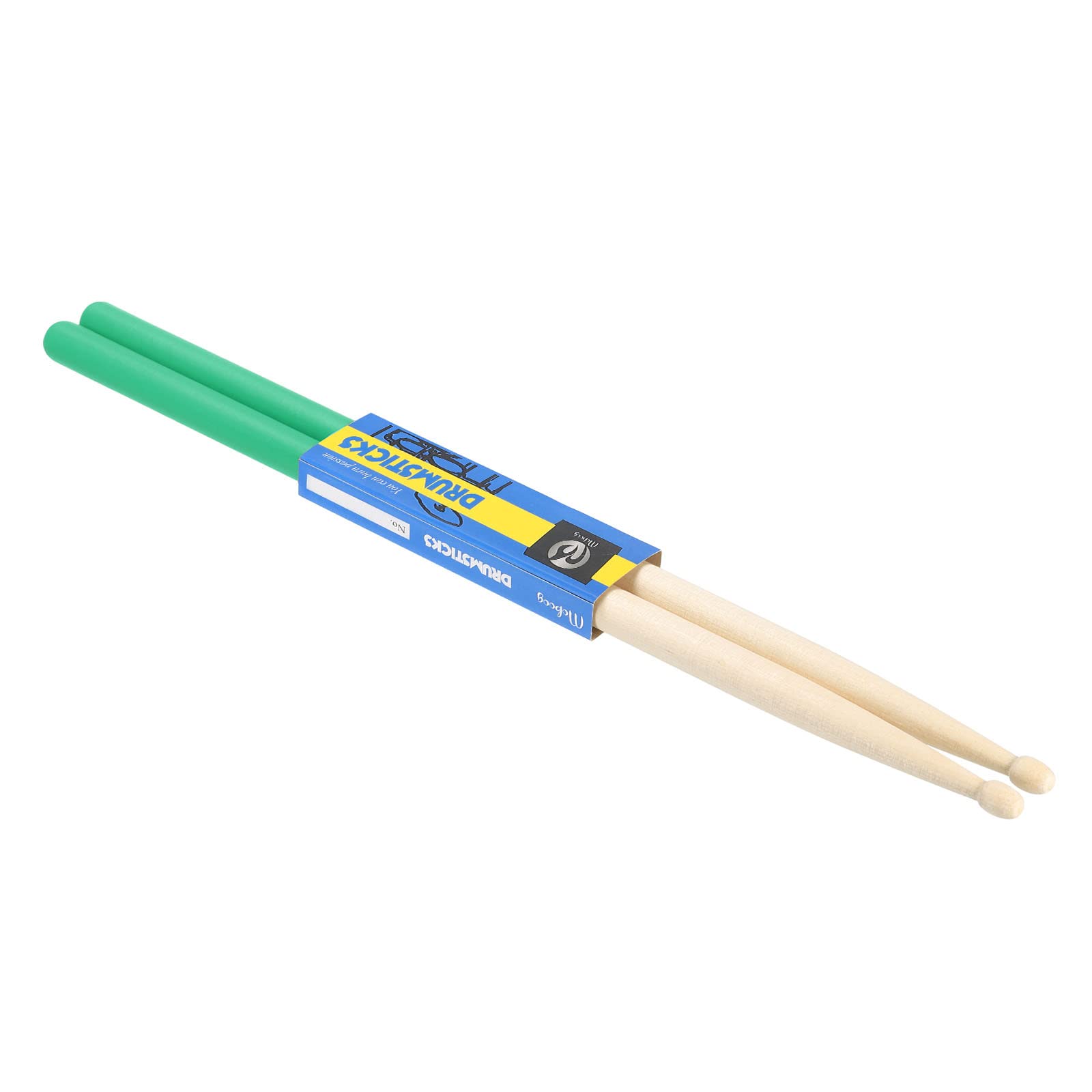 PATIKIL Maple Wood Drumstick Anti Slip Handle Grips Drum Stick Wrap 5A Green 1 Pair for Drumming Musical Instrument Percussion
