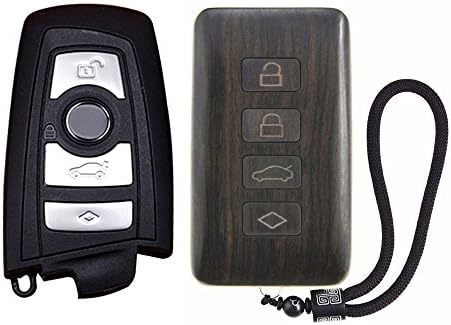 SHIKELANG Keyless Entry Remote Control Refit Rosewood Car Key Fob Shell Replacement for BMW (Circuit Board &amp; Battery Excluded)