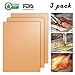 Copper Grill Mat Set of 3, Non-Stick Golden Cooking Mat, FDA Approved, PFOA Free, Non Stick Reusable and Easy Clean BBQ Grill Mat for Gas,Charcoal,Electric Grills