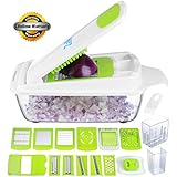 Zalik Vegetable Chopper Slicer Dicer Cutter &amp; Grater - 11 Interchangeable Stainless Steel Blades - Heavy Duty Multi Fruit Cheese &amp; Onion Chopper Dicer Kitchen Cutter