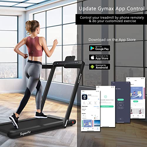 Goplus 2 in 1 Folding Treadmill with Dual Display, 2.25HP Superfit