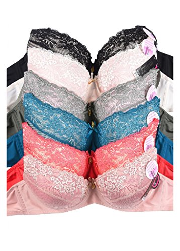 WHITE APPAREL Women's Laced & Lace Trimmed Bras (Packs of 6) - Various Styles