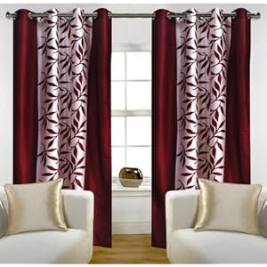 Home Candy Eyelet Fancy Polyester 2 Piece Door Curtain Set – 84″x48″, Maroon (SOE-CUR-172_172)