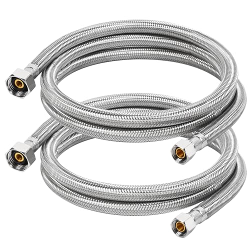 Photo 1 of JUWO 60" Faucet Supply Line, 3/8" Comp x 1/2" FIP Stainless Steel Kitchen Faucet Hose Connector, For Large Residence or Outdoor Use with Extra Long Distance (2-Pack)