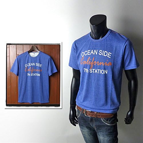 Amazon メンズ Tシャツ 半袖 Authentic Garments メッセージロゴデザイン クルーネック ブルー L ブルー Tシャツ カットソー 通販