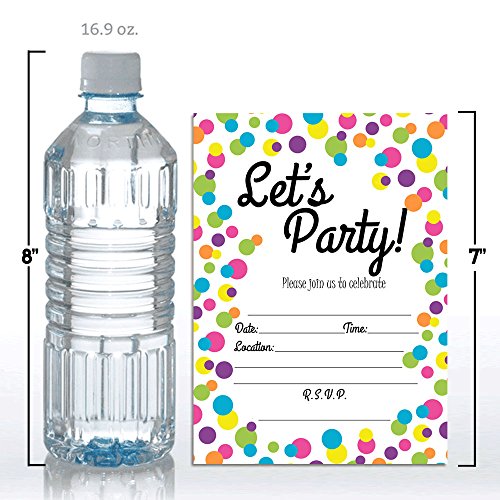 Amanda-Creation-Rainbow-Polka-Dot-Lets-Party-Birthday-Party-Fill-in-Style-Invitations-Set-of-20-Including-envelopes