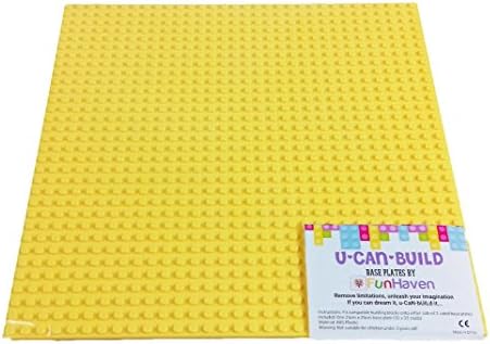 FunHaven Large Base Plates Brick Building Baseplates Boards for Girls Boys 32 x 32 Studs or 10 x 10 inch | Kids Construction Toys Accessories Bases | Compatible with Major Brands (Light Yellow)