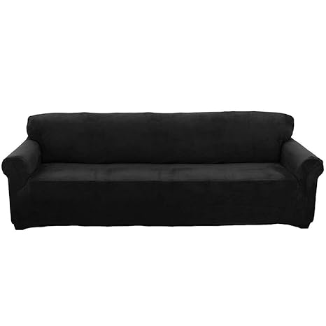 Reelva Sofa-Überzug für 2-Sitzer-Couch, Überwurf, besonders elastischer Stoff, waschbar, schwarz, 4-Sitzer