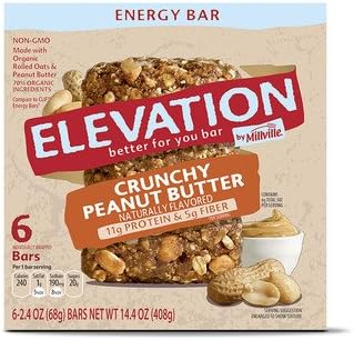 Elevation by Millville Crunchy Peanut Butter Energy Bars 2.4ozx6 Total,14.4oz, Pack of 1