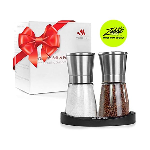 Modetro Salt and Pepper Shakers Set 6 oz Each Adjustable Coarseness