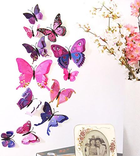 12pcs 3d Butterfly Sticker Art Design Decal Wall Stickers Home