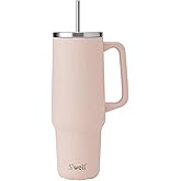 S'well Recycled Stainless Steel Tumbler XL with Straw and Handle, 40oz, Himalayan Salt, Triple Layered Vacuum Insulated Containers Keeps Drinks Cold for 50 hours and Hot for 10