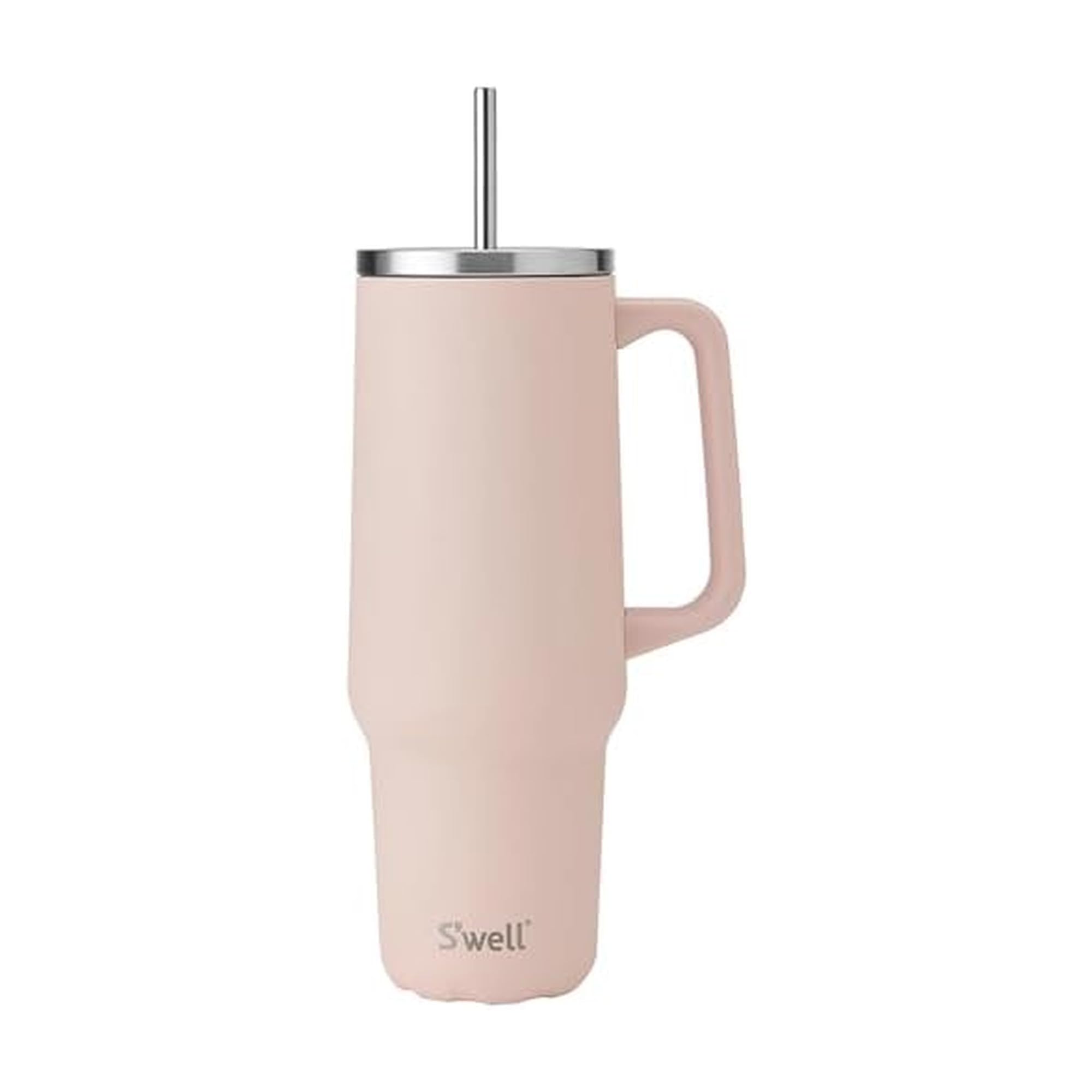 S’well Recycled Stainless Steel Tumbler XL with Straw and Handle, 40oz, Himalayan Salt, Triple Layered Vacuum Insulated Containers Keeps Drinks Cold for 50 hours and Hot for 10