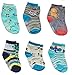 Deluxe Anti Non Skid Slip Slippery Crew Socks With Grips For Baby Toddler Kids Boys (1-3 Years, 6 pair/assorted)