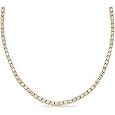 3 to 20 Carat Natural Round 14K White Gold 17 "Uniform Straight Diamond Tennis Riviera Necklace (D-E Color, VS1-VS2 Clarity) Graduating Ultra Premium Collection 4 Prong