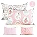 COSMOPLUS Kids Toddler Pillowcases-2 Pack Pillow Cover for Boys Girls Kids Bedding,Crown Princess/Pink Elephant