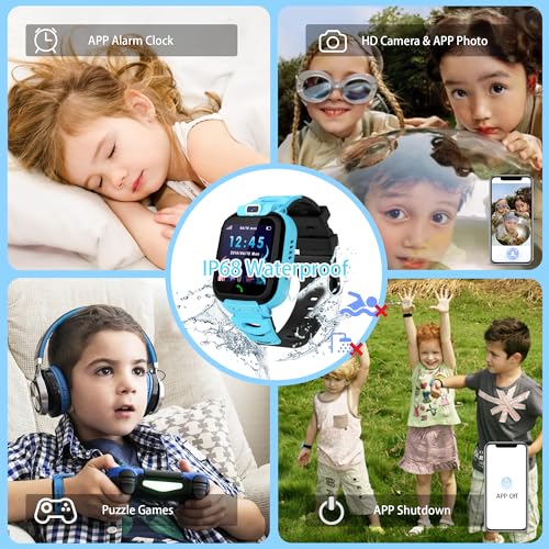 EUNICECG Reloj Inteligente Niño con GPS Localizador Despertador Juego Llamadas IP68 Impermeable Modelo de Aula SOS - Digital Smartwatch para Niños Adolescentes Reloj niña Cumpleaños Regalos
