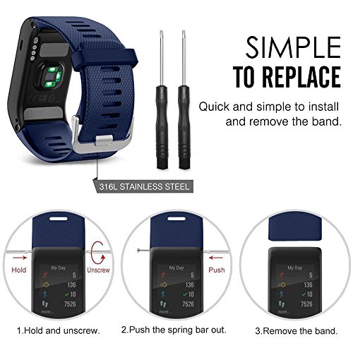 Band for Garmin VIVOACTIVE HR Watch, Soft Silicone Wristband Replacement Band for Garmin Vivoactive HR Sports GPS Watch (navy)