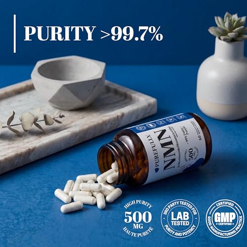 PUREFULLY NMN Supplement 500mg – Purity >99.7% | NMN Supplement Canada | NAD+ Booster | Nicotinamide Mononucleotide | Energy & Metabolism | 60 Capsules