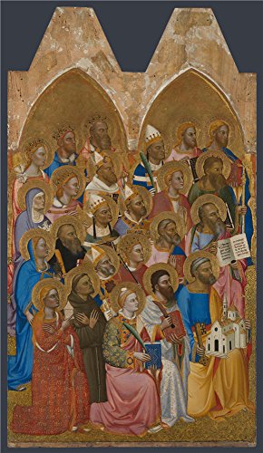 Polyster Canvas ,the Cheap But High Quality Art Decorative Art Decorative Prints On Canvas Of Oil Painting 'Jacopo Di Cione And Workshop Adoring Saints Left Main Tier Panel ', 24 X 41 Inch / 61 X 105 Cm Is Best For Wall Art Decor And Home Decoration And Gifts