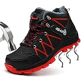 SUADEX Women's Men's Safety Shoes Steel Toe Safety Boots Waterproof Work Boots Ankle-high Hammer Hiking Shoes Cut-Resistant Boots