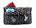 Periea Chelsy Purse Organizer Insert with Handles & 13 Pockets - 3 Sizes (Black with White Dots, Large)