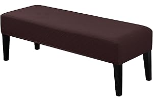 Lebaley Dining Bench Cover Stretch Jacquard Rectangular Bench Slipcover Removable Washable Protector for Bedroom, Living Room, Kitchen (Dark Coffee)