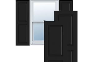 Ekena Millwork TFP101RPF15X048BL True Fit PVC Two Equal Raised Panel Shutters (Per Pair-Hardware Not Included), 15"W x 48"H, Black