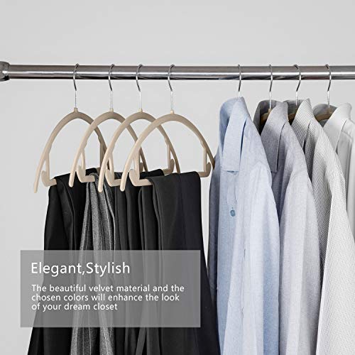 Premium Velvet Hangers - No Shoulder Bumps Suit Hangers with Chrome Hooks,Non Slip Space Saving Clothes Hangers,(Pack of 50) Heavyduty,Rounded Hangers for Sweaters,Coat,Jackets,Pants,Shirts,Dresses
