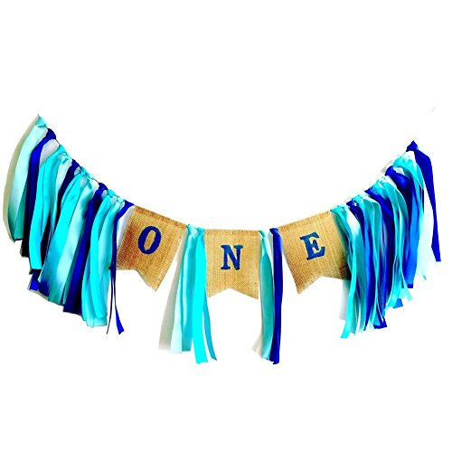 Colorful Ribbons Garland Unicorn One Birthday Highchair