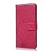 Note 5 Case,Galaxy Note 5 Case - Fashion Wallet Purse 3D Embossed Butterflies Premuim PU Leather Flip Cover Ultra Slim TPU Inner Bumper Hand Strap Magnetic Card Slots Dust Plug by Badalink - Hot Pink