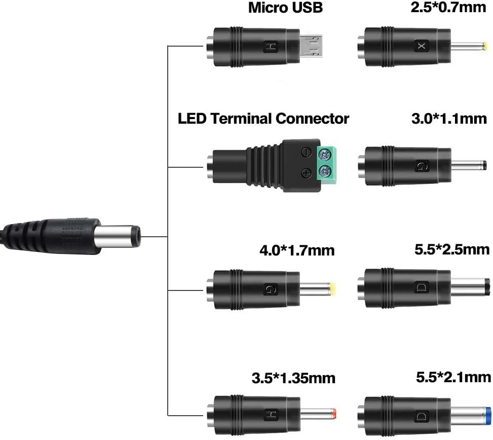 inShareplus 30W Universal AC/DC Adapter, Regulated Switching Power Supply, Multi-Voltage Adapter with 8 Selectable Adapter Plugs, 3V to 12V for Home Electronics, 2Amps Max: Electronics